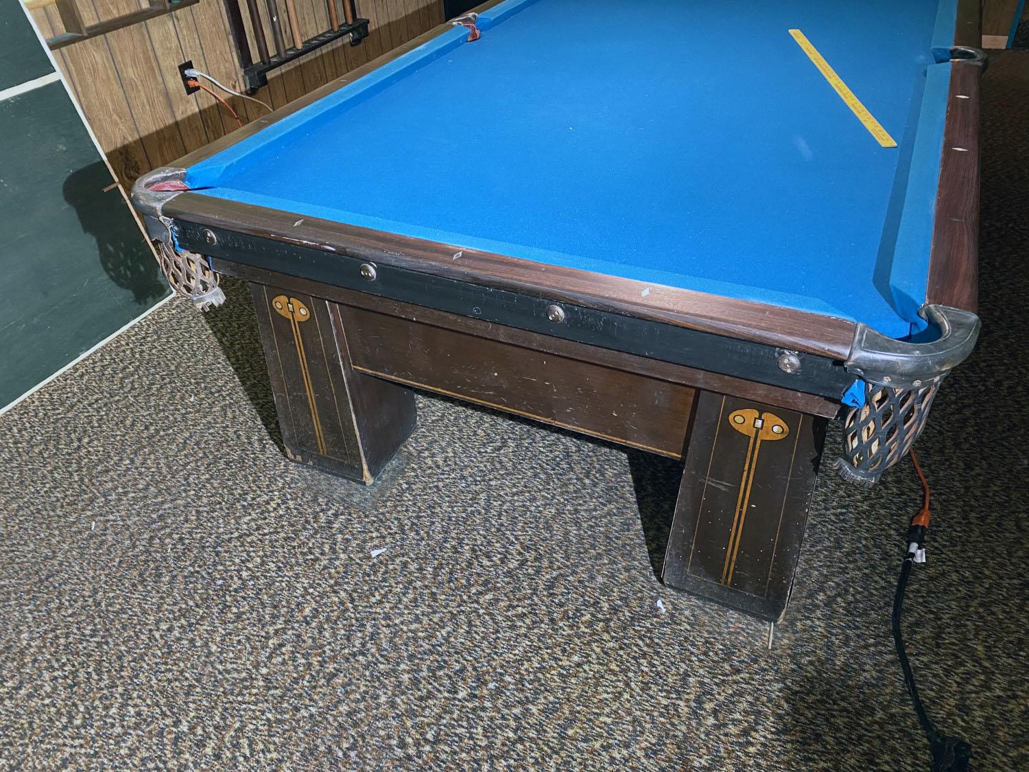 10' Inlaid Art Nouveau Brunswick Pool table