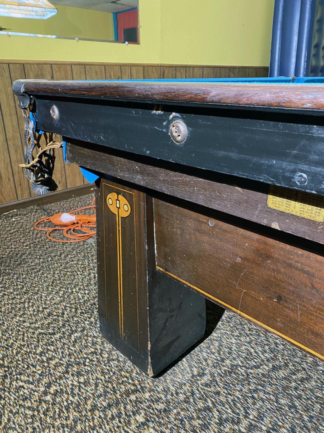 10' Inlaid Art Nouveau Brunswick Pool table