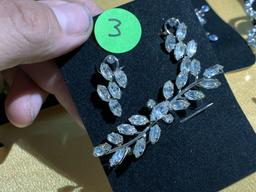 Group lot of rhinestone costume jewelry