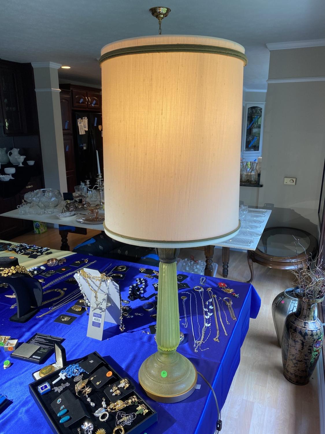 Vintage Mid Century Modern Green Murano Glass lamp