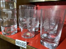 Decanter and set of crystal glasses - Ships, Fish