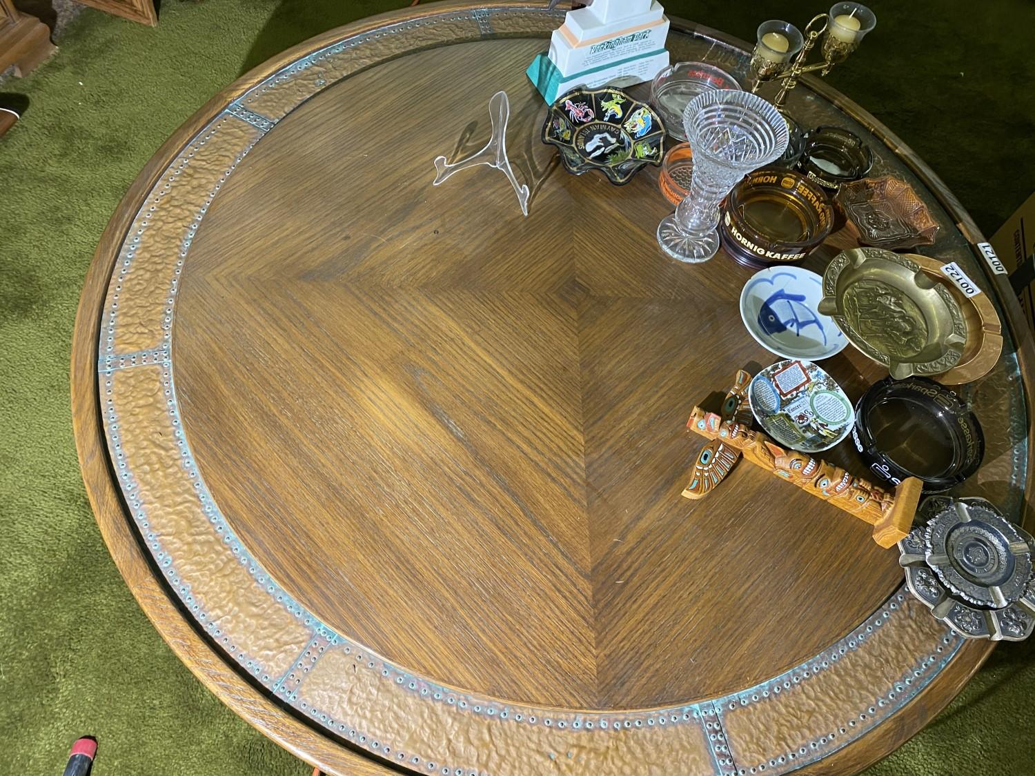 Mid Century Copper Inlaid Office Coffee Table