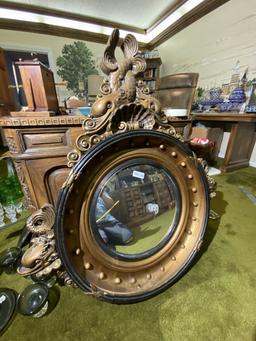 Large elaborate antique mirror with dolphins