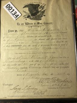 Antique 1898 Ohio Infantry Mustering Out Document