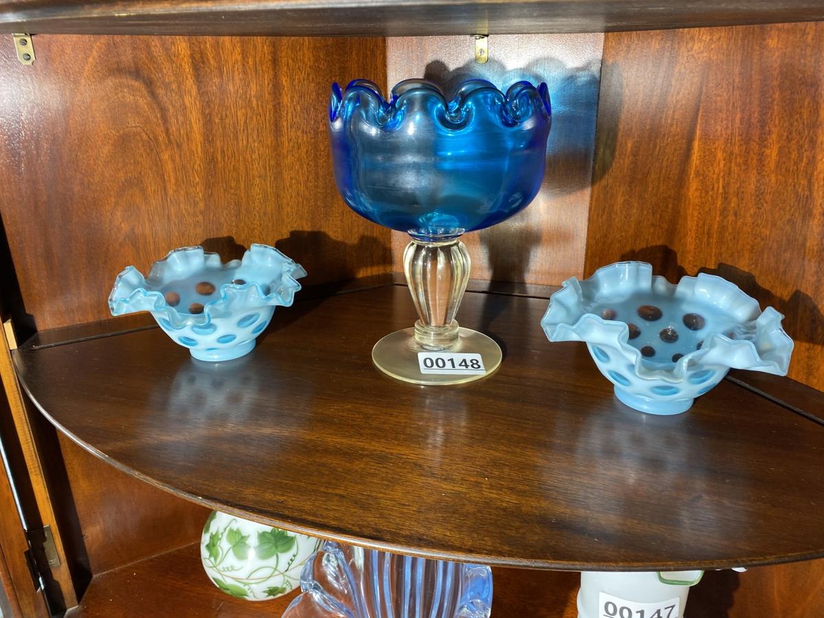 3 Pieces of Vintage glass including Fenton, Bischoff