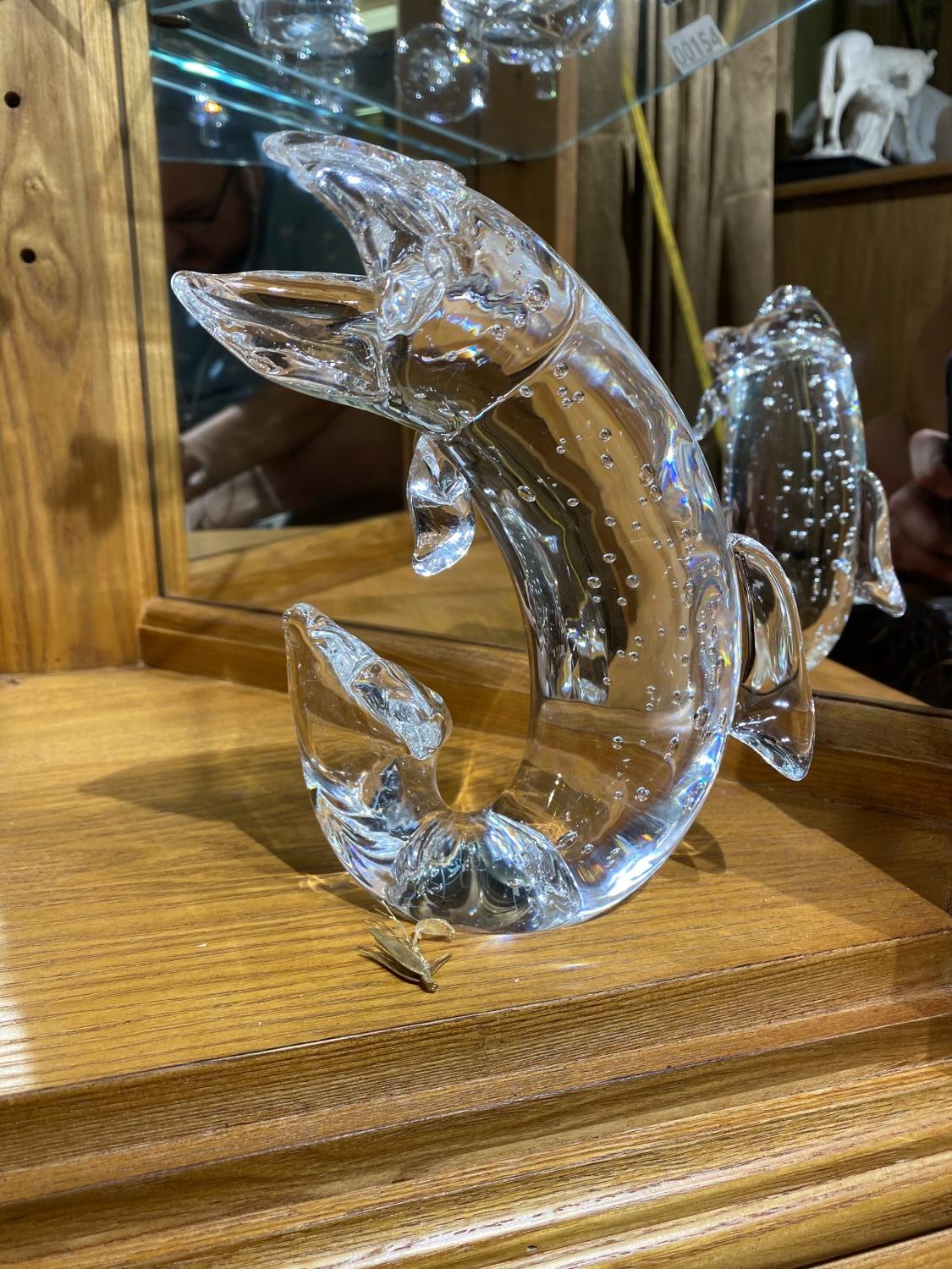 Rare Steuben Glass Large Trout w/18k Gold Fly