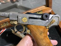 Authentic Antique German Military Luger Pistol - Engraved