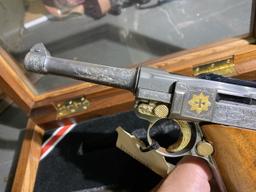 Authentic Antique German Military Luger Pistol - Engraved