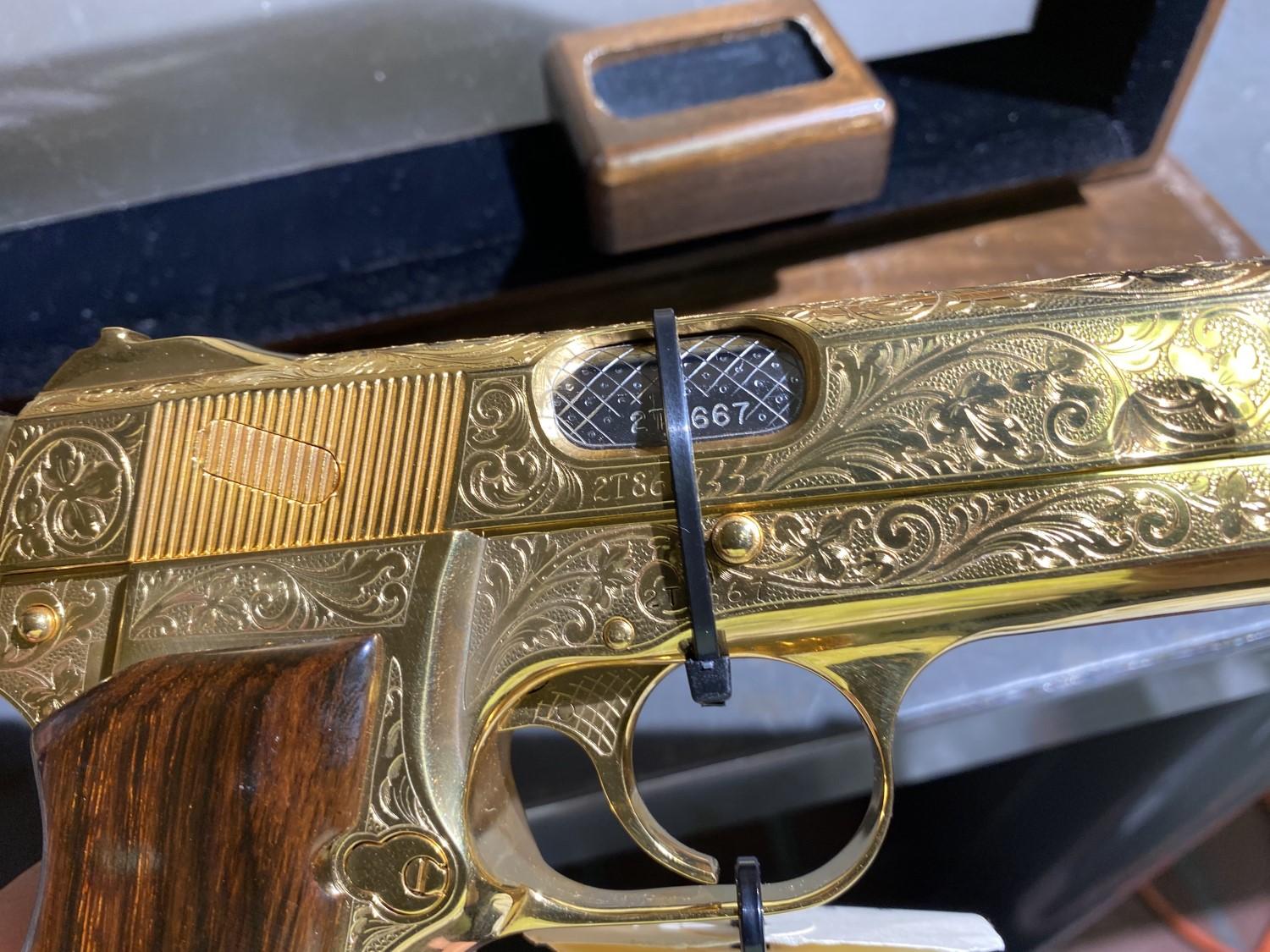 Golden Englis Brown High Power Pistol in case