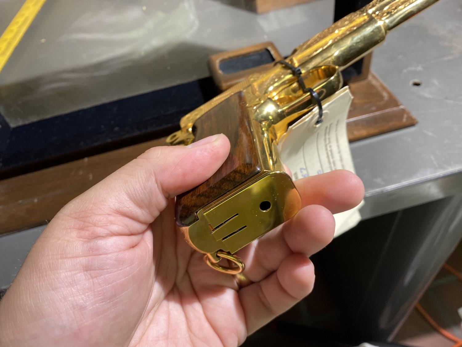 Golden Englis Brown High Power Pistol in case