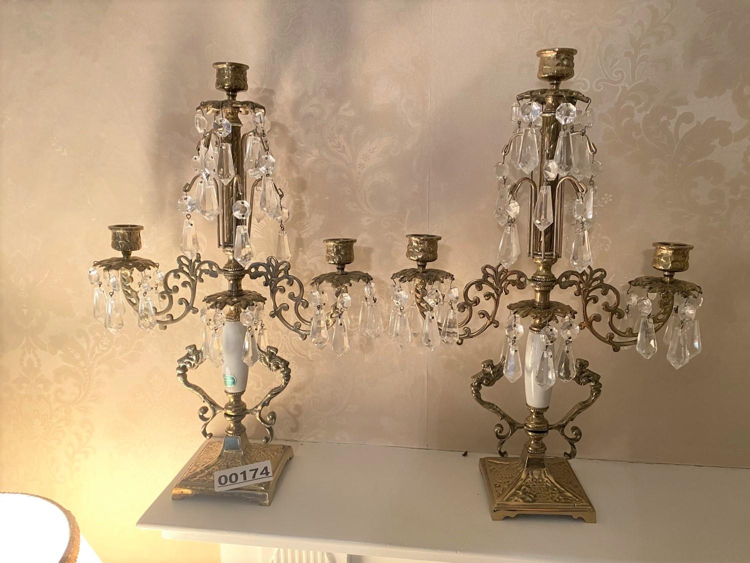 Pair of vintage Mantle Chandeliers or Candelabra