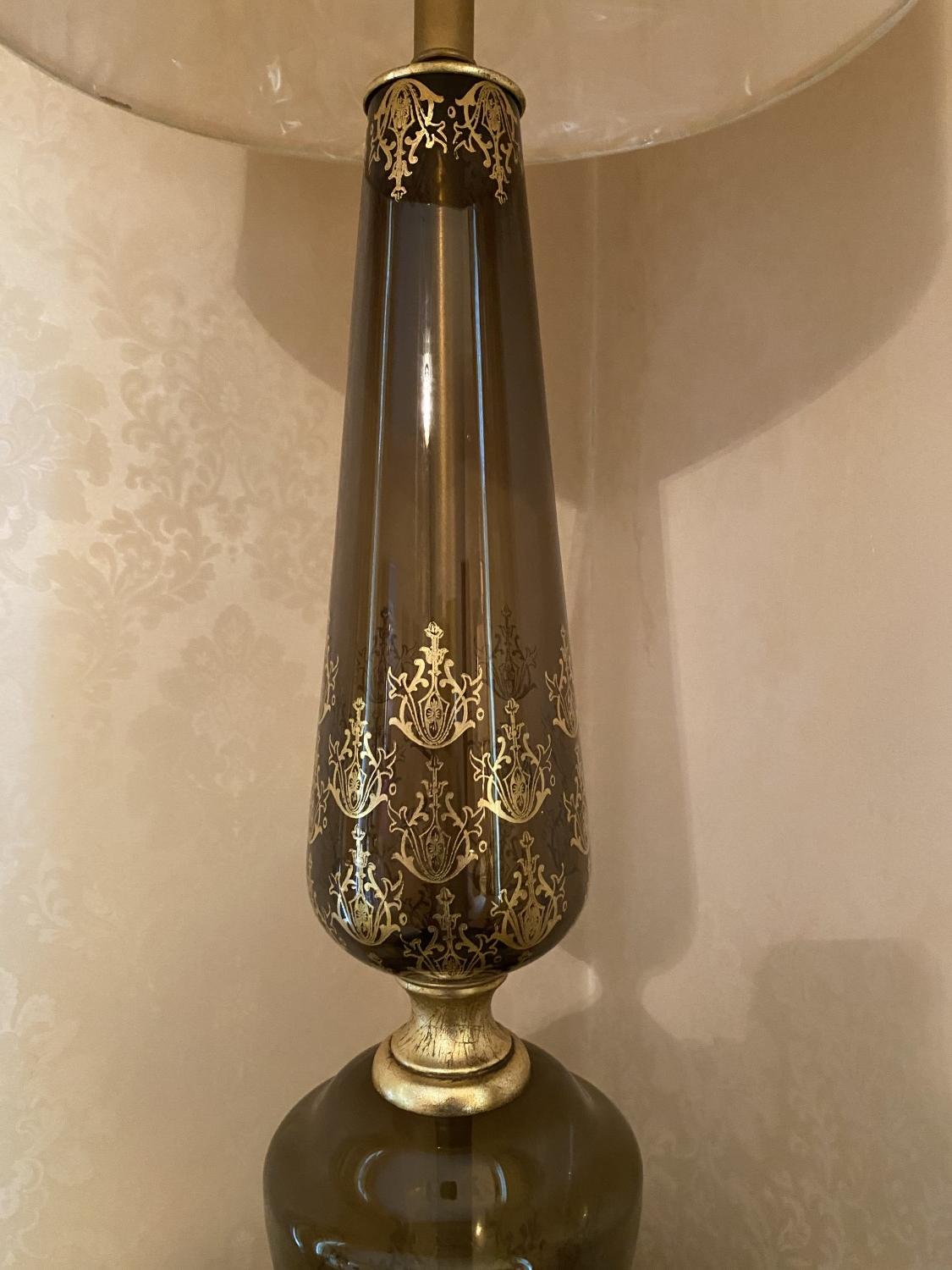 Tall Italian Glass Mid Century Living Room Lamp