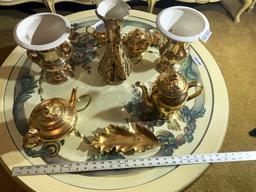 Assortment of gold plated decorative waresa