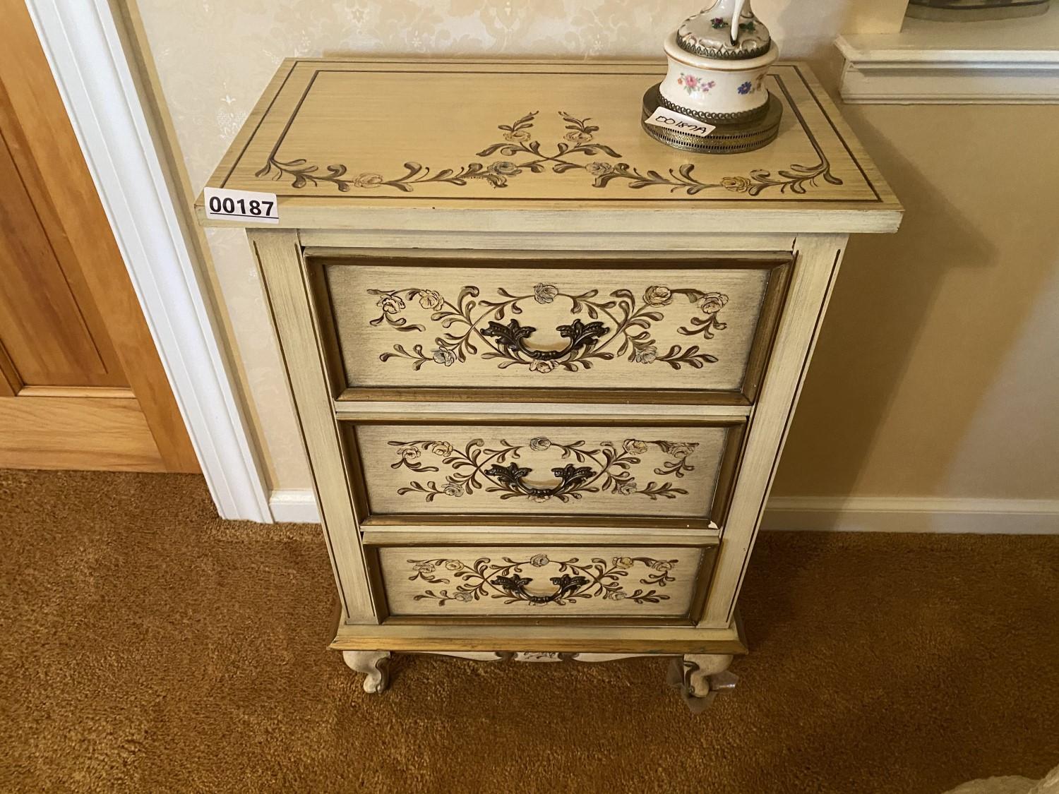 Continental decorated Mid Century Stand with drawers