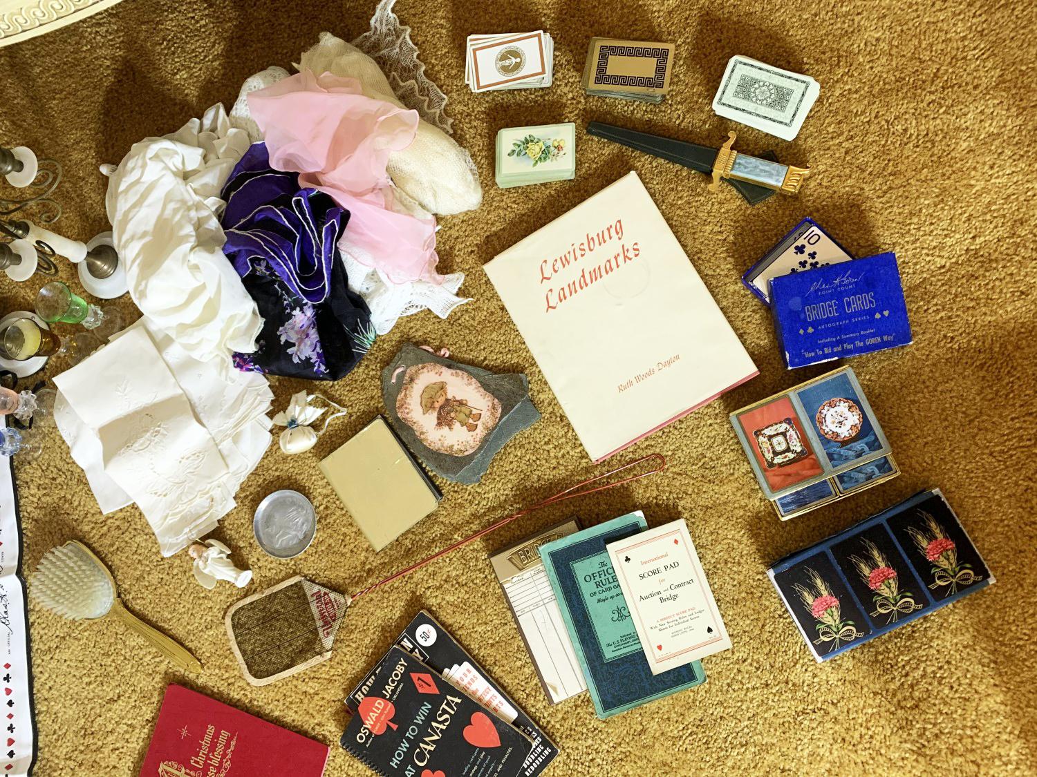 Group lot of assorted items, cards, letter opener, etc