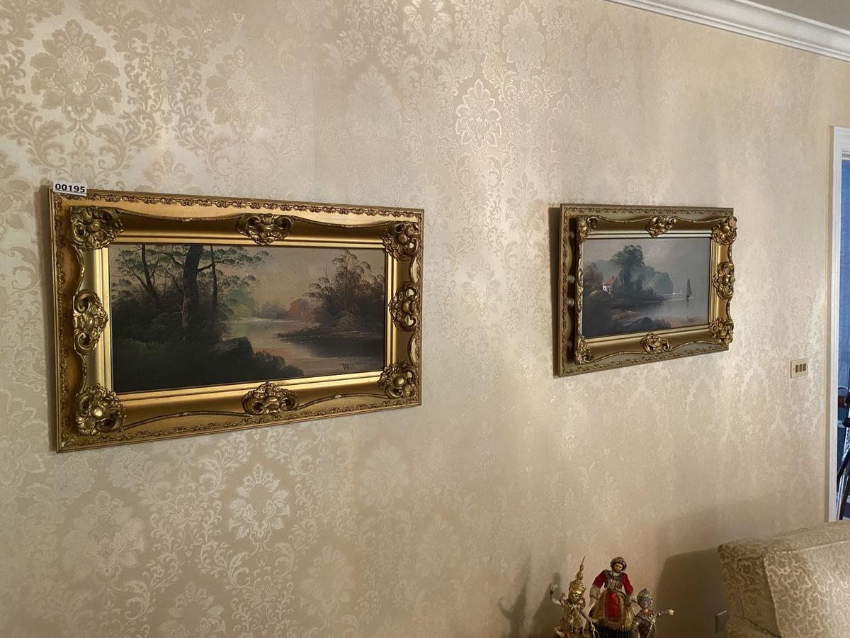 Pair of c. 1900 Paintings - river and coastal scenes