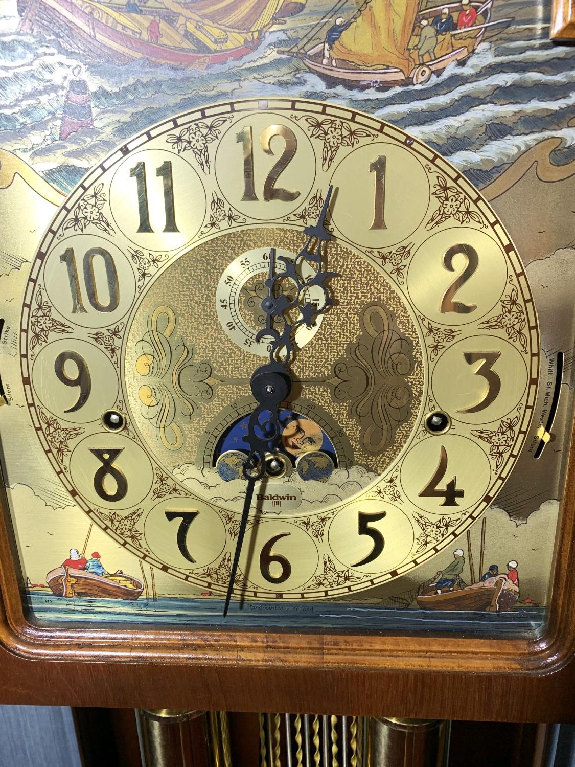 Vintage Baldwin Moonphase tall cased clock