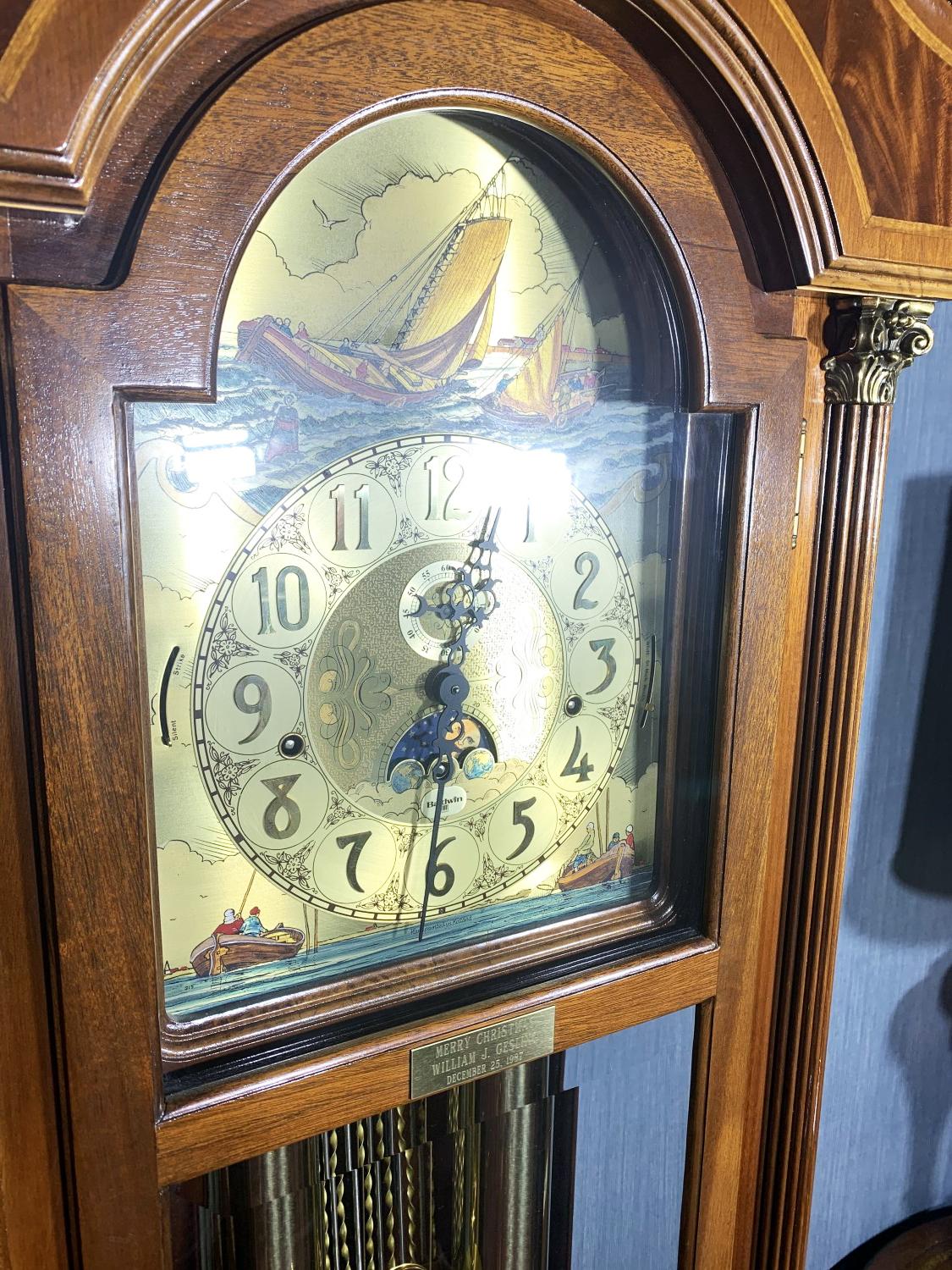Vintage Baldwin Moonphase tall cased clock