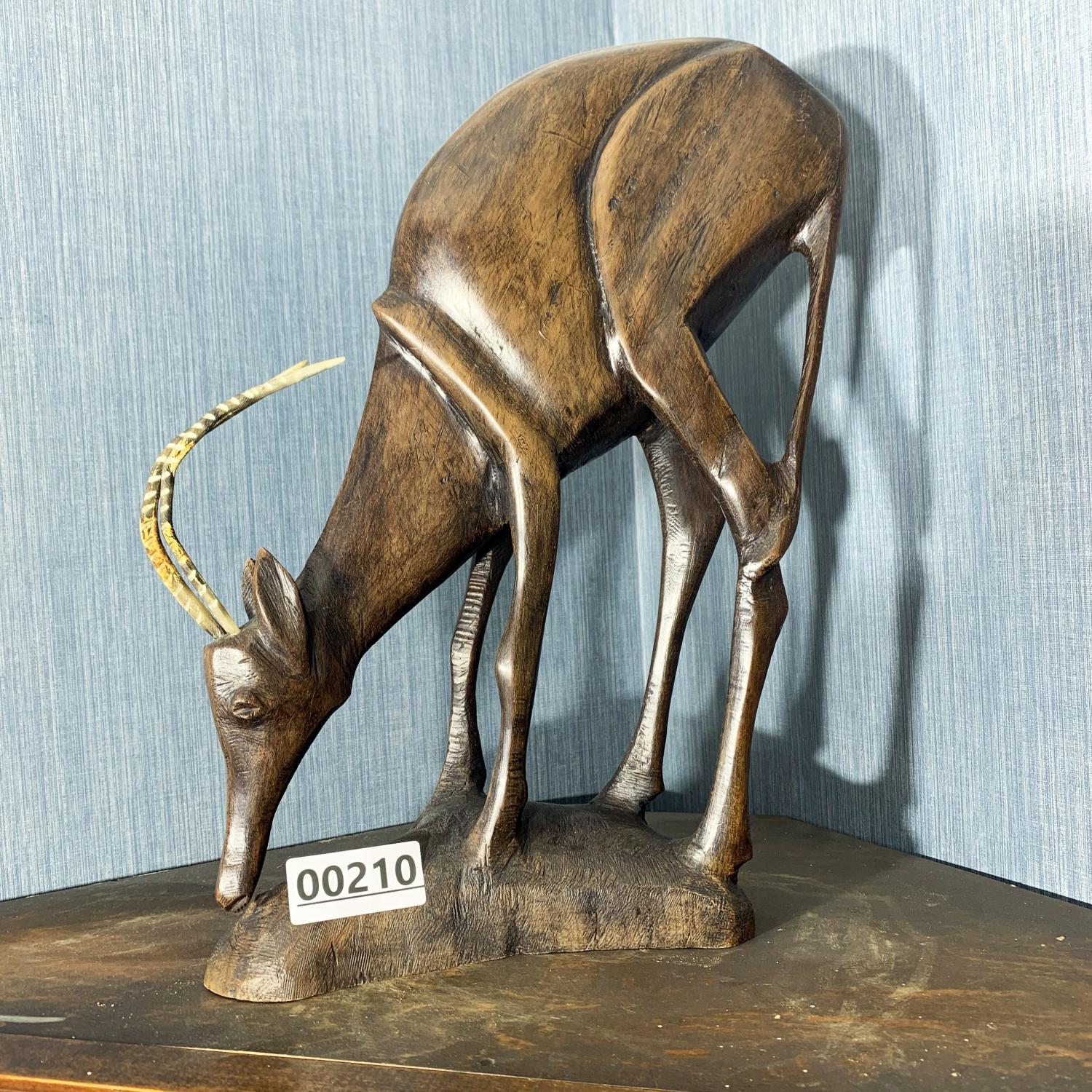 Vintage Carved Wood Gazelle