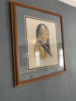 Pair of prints of Native Americans by VL Potter - Signed.