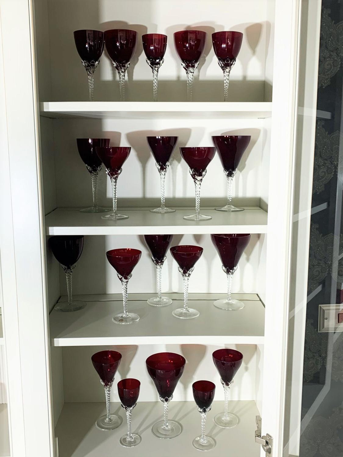 Large Assortment of Ruby Goblets and glasses Vendor Brugskunst