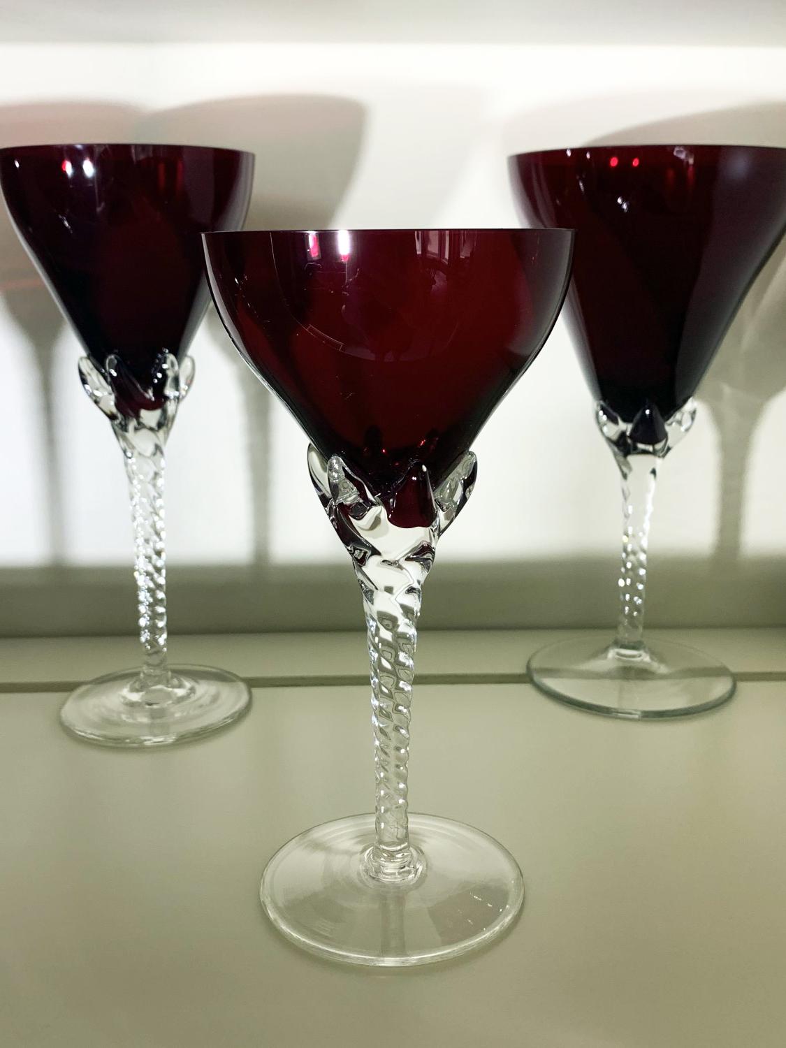 Large Assortment of Ruby Goblets and glasses Vendor Brugskunst