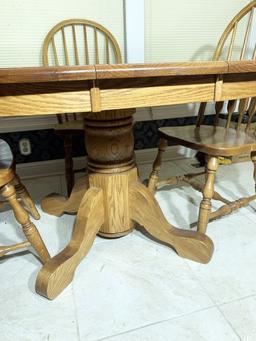 Vintage Oak Dining Table with Four Chairs