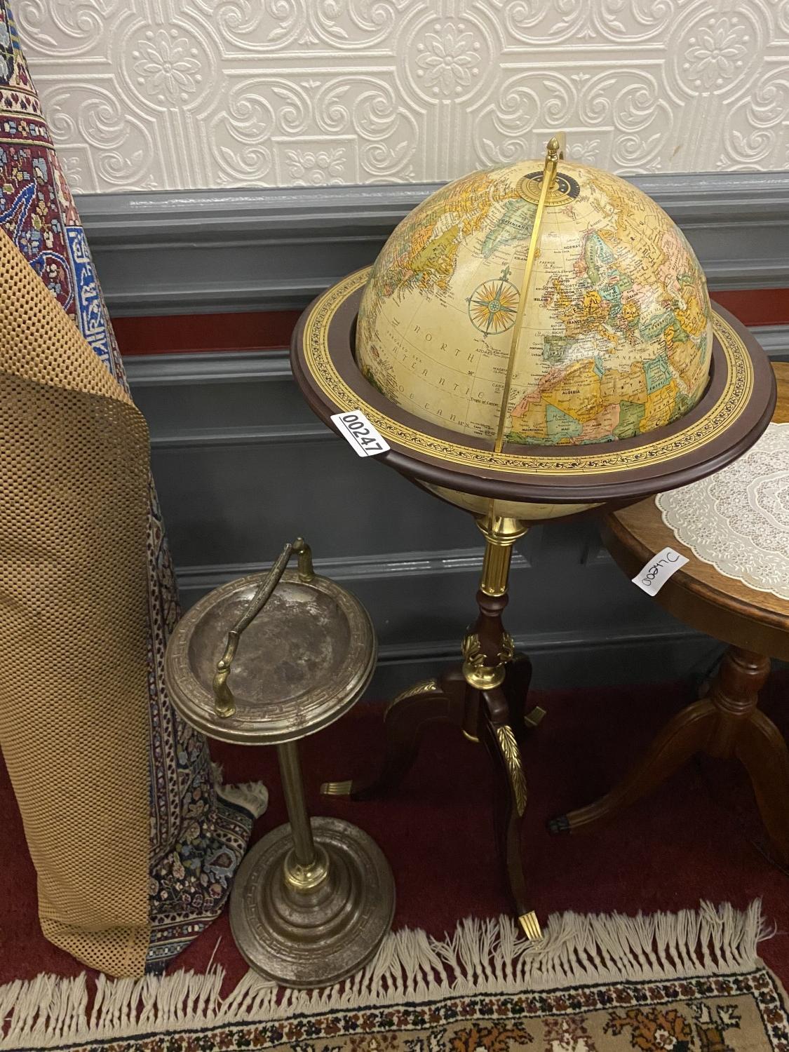 Vintage ashtray and globe on stand