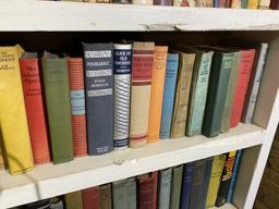 Dozens of vintage books on shelf PLUS