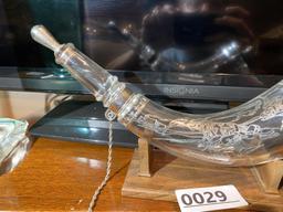 Vintage Bicentennial Baccarat Sterling Silver and Crystal Powder horn