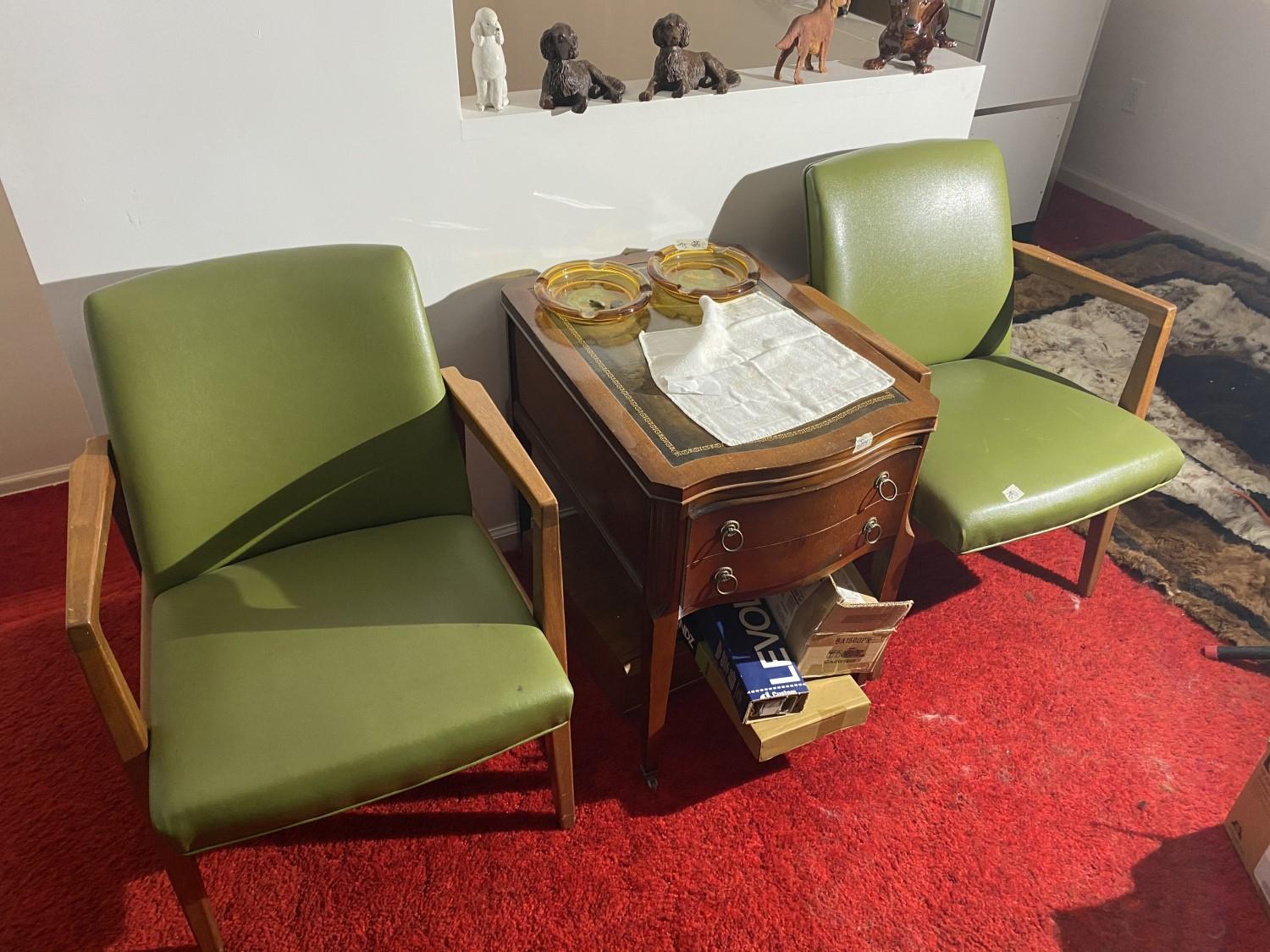 Pair of green Mid century Modern Chairs