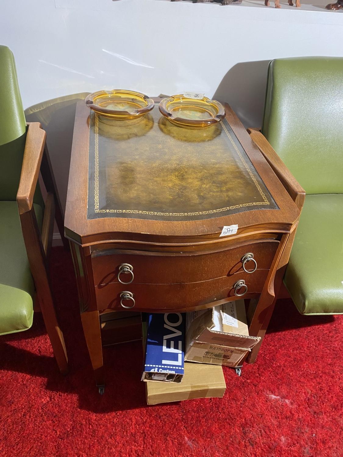 Vintage Leather topped end table