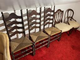 Group lot of Antique, vintage chairs