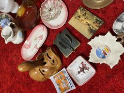 Large lot assorted vintage ashtrays, glass and more