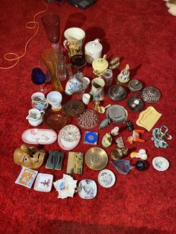 Large lot assorted vintage ashtrays, glass and more