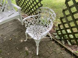 Assorted vintage, antique metal outdoor furniture