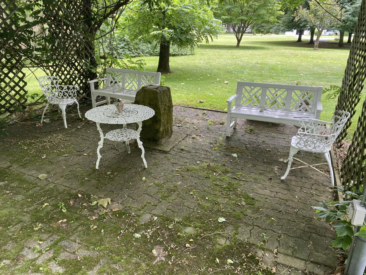 Assorted vintage, antique metal outdoor furniture