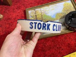 2 vintage Stork Club ashtrays PLUS vintage painting