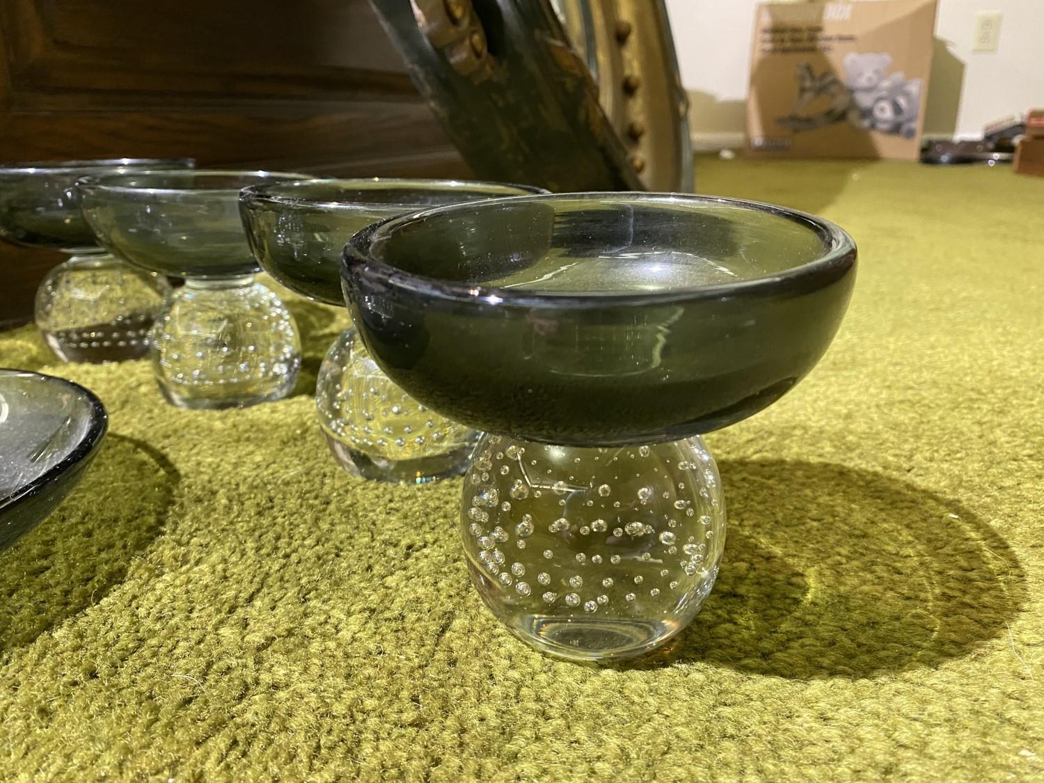 8 glasses plus ashtray centerpiece by Erickson Mid Century Modern