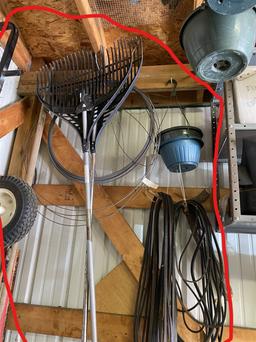 Pull behind Lawn dethatcher, rakes, rubber belts etc lot