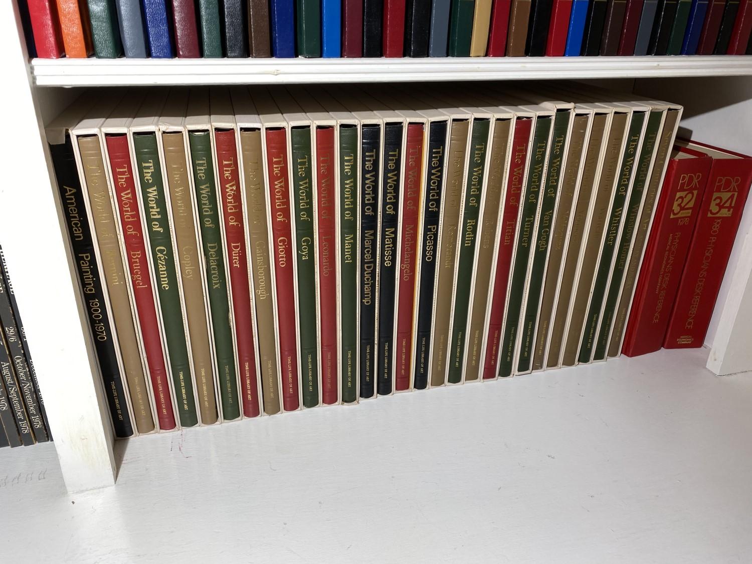 Large assortment of vintage books including Art