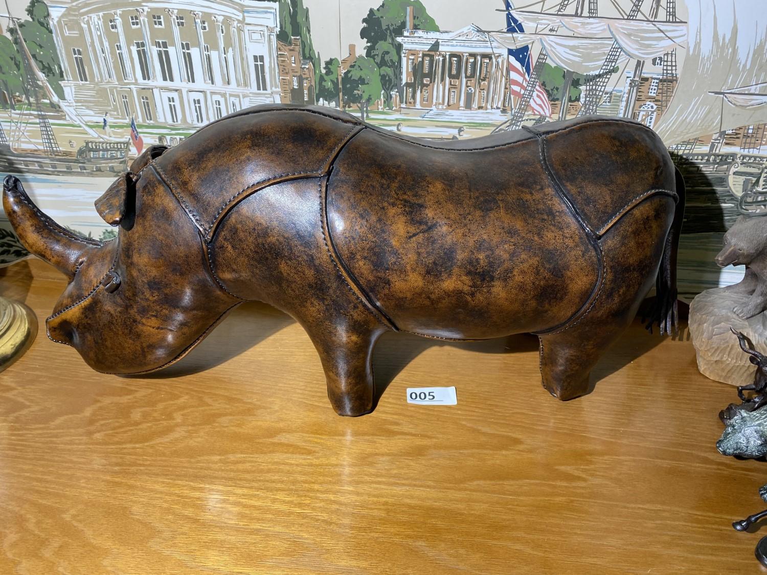 Rare Abercrombie & Fitch leather rhinoceros footstool