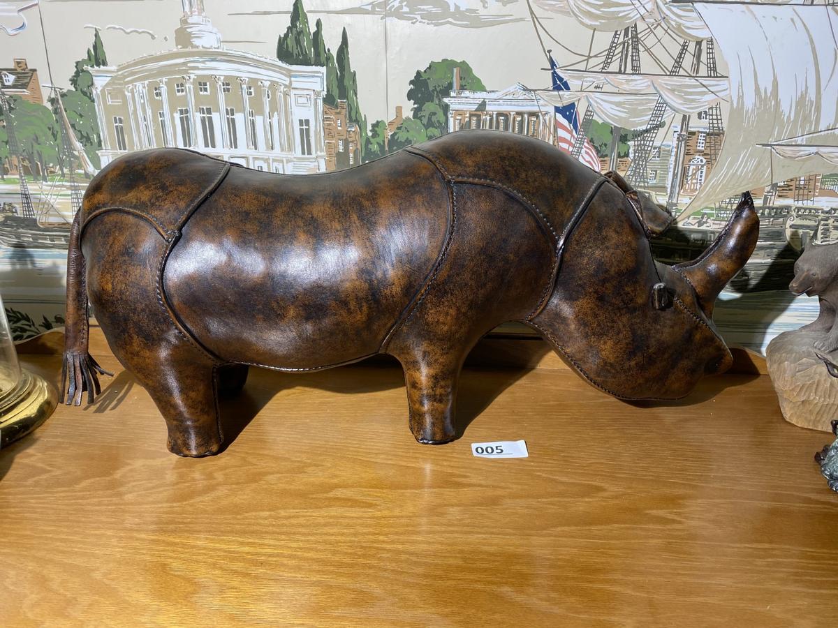 Rare Abercrombie & Fitch leather rhinoceros footstool