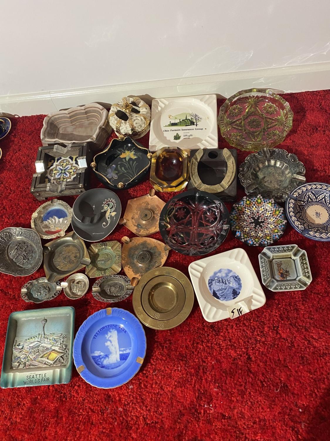 Huge Lot Old Vintage Ashtrays US and Abroad