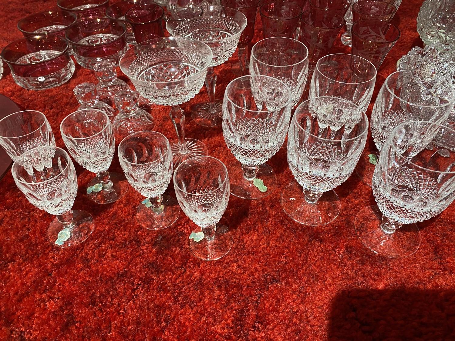 Large lot better estate glass including many old Waterford glasses