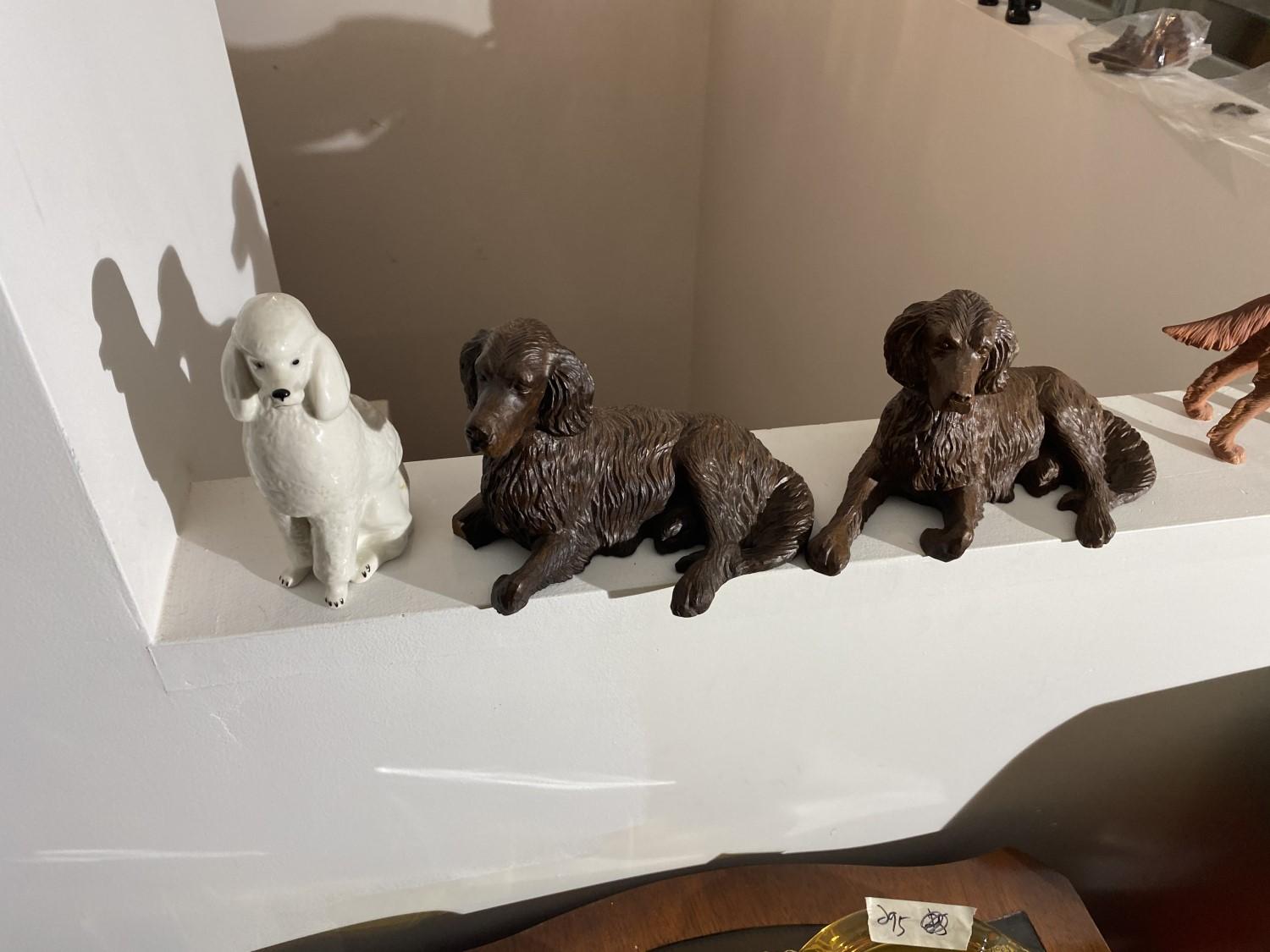 Group lot of ceramic, resin dog statues