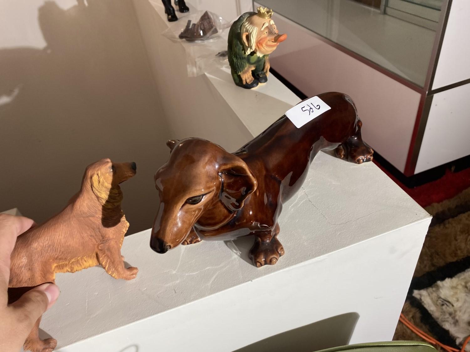 Group lot of ceramic, resin dog statues