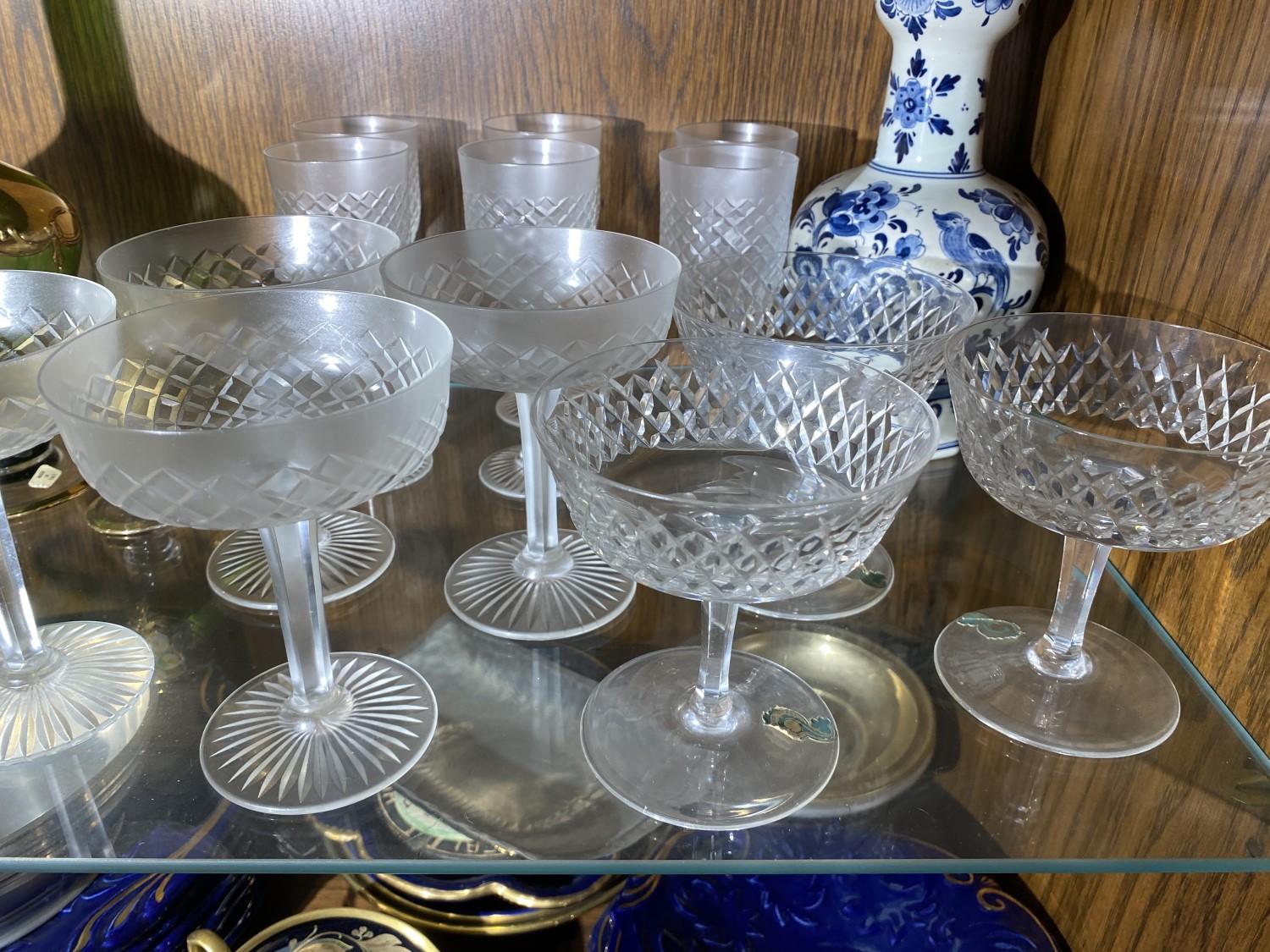 2 Shelves estate Waterford crystal, china etc.