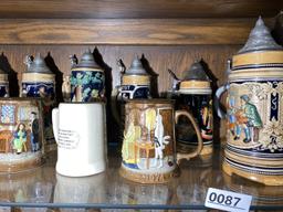 Group lot of assorted Vintage Steins PLUS Crystal glasses