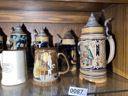 Group lot of assorted Vintage Steins PLUS Crystal glasses